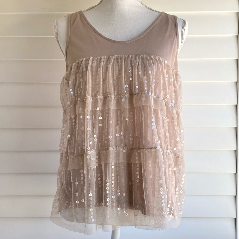 Ann Taylor LOFT l Sequin Layered Tank Top EUC (M)
